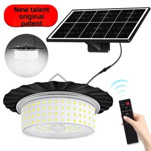 Solar-Powered IP65 Metal 244-LED Ring Pendant Light Remote-Controlled Outdoor Garden Courtyard 360 LED Fixture
