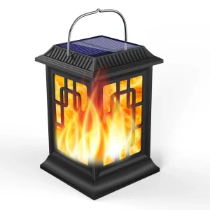 Solar-Powered IP65 Palace Lantern 28-LED Flame-Effect Light Garden Lawn Stake Lamp Outdoor Lighting Fixture