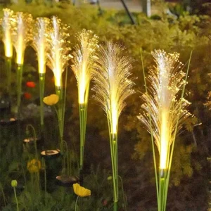 Solar Powered IP65 Rainproof Reed Field Garden Road Use Sensor-Controlled Fiber-Optic Landscape Lights
