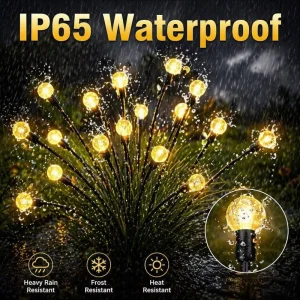 Solar Powered IP65 Waterproof 6 LED Street Light Firefly Shaped Garden Pathway Decoration Ground Level Swaying Light Battery