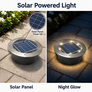 Solar Powered IP67 Inground Light Outdoor Die-cast Aluminum 3000K LED Landscape Underground Spot Light for Pathway Garden Yard