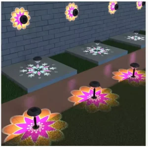 Solar Powered IP68 LED Lotus Projection Lights Garden Pathway Landscape Lighting Holiday Party Christmas Lawn Safety Outdoor