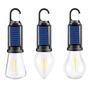 Solar Powered LED Camping Lamp USB Charging White ABS Body Waterproof Outdoor Tent Light