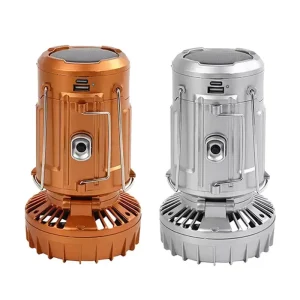 Solar Powered LED Fan Light with Hook Foldable Portable Camping Lantern Combo for Tent Outdoor Emergency