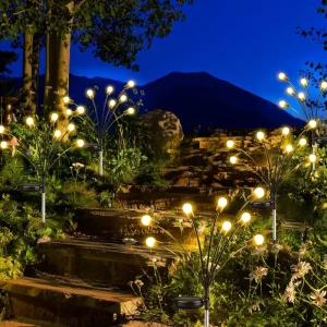 Solar Powered LED Firefly Light Outdoor IP65 Waterproof Starburst Swaying Garden Lights 8 LED Heads 12 Hours Working 2 Modes