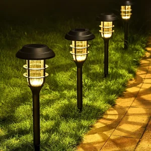 Solar Powered LED Garden Light Warm White Landscape Lighting with IP65 Waterproof Body Certified by ROHS