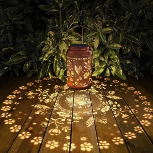Solar Powered LED Hummingbird Pattern Outdoor Projection Waterproof IP65 Lantern Hanging Light Decorative Living Room Light