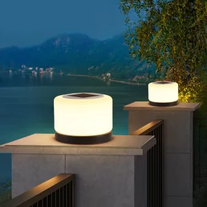 Solar Powered LED IP65 Waterproof Wall Mounted Pillar Top Outdoor Light Dimmable for Villa Gate Courtyard Post Column Doorway