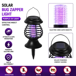 Solar Powered LED Mosquito & Fly Killing Lamp Waterproof IP65 for Outdoor Garden Use