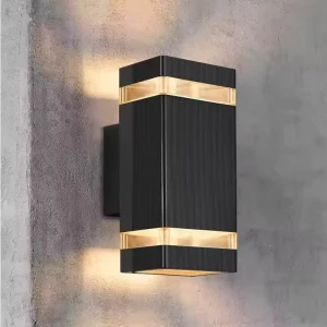 Solar-Powered LED Outdoor Wall Lamps, Waterproof, Square Up/Down, Surface-Mounted, Porch Garage