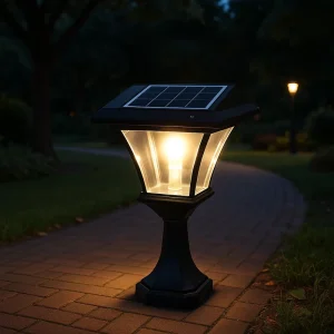 Solar Powered LED Pillar Post Lamp for Garden Entrances