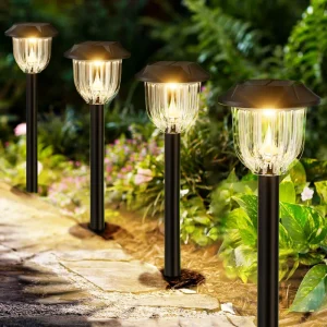 Solar Powered Led Pathway Lights Landscape and Path Lighting Decor Outdoor Gardne Ground Yard Driveway Lamp Warm Light