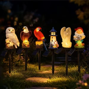 Solar Powered Light Garden Decoration Cute Animal Solar Resin Light Lawn Lamps Led Outdoor Waterproof Owl Solar Garden Light