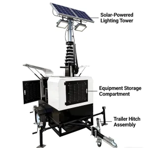 Solar Powered Light Tower Trailer 4x150W LED With 200Ah Gel Battery for Rural Village Electrification