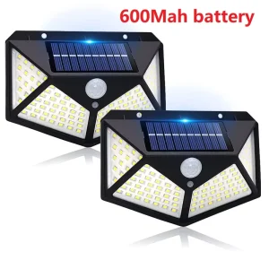 Solar Powered Lights Outdoor 100 LED 3 Lighting Modes Motion Sensor Wall Lamp Waterproof Wall Lights for Fence Yard Pathway