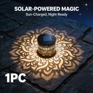 Solar Powered Mandala Pattern Projection Light IP65 Waterproof Hollow-Out Wall Lamp Outdoor Decoration for Backyard Lawn Villa