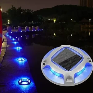 Solar-Powered Outdoor Driveway Dock Deck Light White Blue 3000K Warm White Aluminum IP67 Waterproof