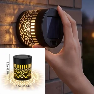 Solar-Powered Outdoor LED Mandala Wall Light, Waterproof, Warm Light, for Patio, Fence, and Yard