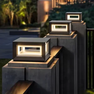 Solar Powered Outdoor Lawn Pillar Light Waterproof Garden LED Decoration Lighting All in One with E27 Base IP65 Rated