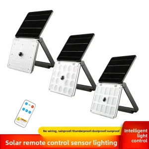 Solar-Powered Outdoor Lighting Sensor-Activated Floodlights Wall Lamps LED Remote Control for Courtyard Home Balcony Rural
