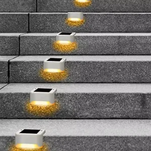 Solar Powered Outdoor Step Path Light on Off Fence Stair Lighting Deck Patio Driveway in Ground Plug Play Installation No Wiring