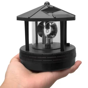 Solar Powered Plastic Rotating Lighthouse LED Light 5V Landscape Lamp for Outdoor Garden Courtyard Decoration