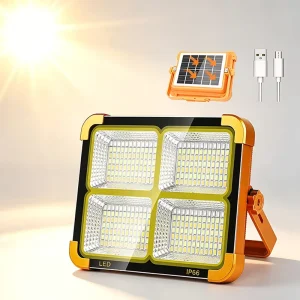 Solar Powered Portable LED Flood Light USB Battery Outdoor Rechargeable Portable Camping Lamp Emergency LED Solar Camping Lights