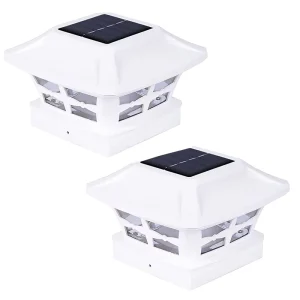 Solar Powered Post Cap Light for 4×4 PVC Posts LED Post Deck Cap Square Fence Light Pillar Light Landscape Lamp PVC Vinyl Wood