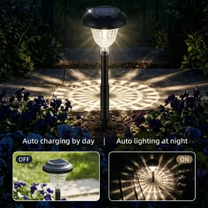 Solar Powered RGB Projection Lawn Light Waterproof Outdoor Pathway Lamp with Dynamic Color Changing & Pattern Shadow Effect
