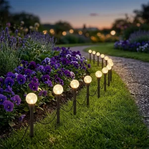 Solar Powered Small Warm White LED Globe String Lights 3.5M 10LED IP65 Waterproof Outdoor Garden Path Plastic Staked Lights