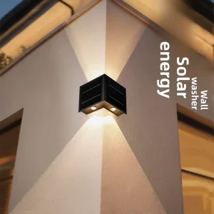Solar Powered Square Waterproof PVC LED Exterior Wall Washer Light for Garden Courtyard Fence, 220V