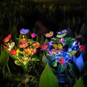 Solar-Powered Stainless Steel Butterfly Garden Light, Rainproof, Auto-On at Dark, IP65