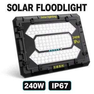 Solar Powered Street Flood Light 240W IP65 Waterproof LED Outdoor Security Lamp Garden Area Parking Lot Lighting