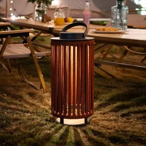 Solar Powered Woven LED Lantern, Portable Rechargeable Camp Light for Courtyard, Garden, and Outdoor Camping