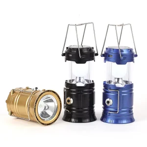 Solar Retro Camping Lantern Multifunctional Outdoor Emergency Flashlight Rechargeable Portable Tent Lamp