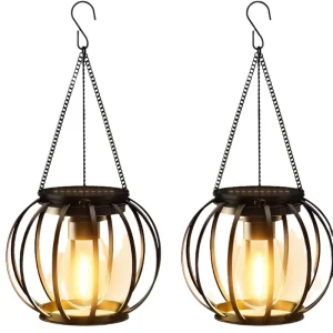 Solar Retro Garden Lights Small Pumpkin Lantern LED Hanging Ornaments IP65 Indoor Outdoor Iron Art Landscape Lighting