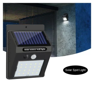 Solar Security Wall Light 20 LED PIR Motion Sensor 3 Modes Waterproof 1200mAh Outdoor Garage Garden Fence Lamp