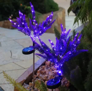 Solar Simulation Lavender Lights LED Artificial Flower Ground Stake Lamp IP65 Waterproof Outdoor Garden Lawn Decor Light