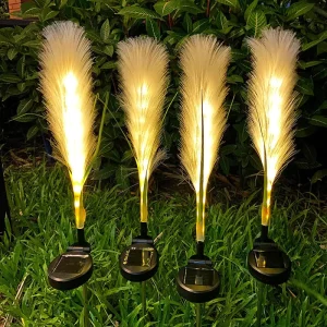 Solar Simulation PVC Furry Reed Lamp Outdoor Waterproof IP55 Landscape Decoration Garden Light for Home Christmas Holiday