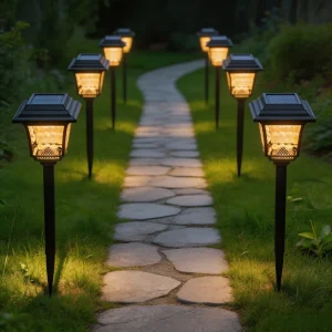 Solar Small Garden Lawn Stake Lights High Brightness LED IP65 Waterproof Dimmable Christmas Light Shadow Control Landscape