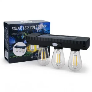 Solar Small Triple Edison Bulb Light Sensor Waterproof Fixture for Porch Patio Garden Entrance Yard Warm LED Decor