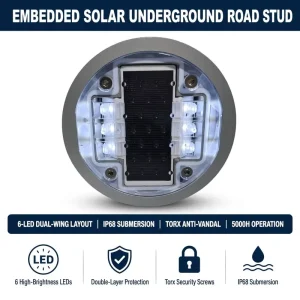 Solar Spike Cast Aluminum IP68 Pressure Resistant LED Embedded Buried Lights Pedestrian Crossings