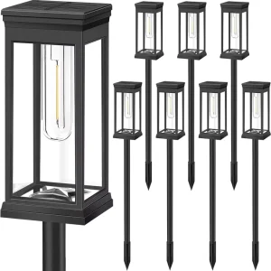 Solar Square LED Landscape Lamp Dual Color Warm White Light Waterproof Outdoor Lighting Garden Light