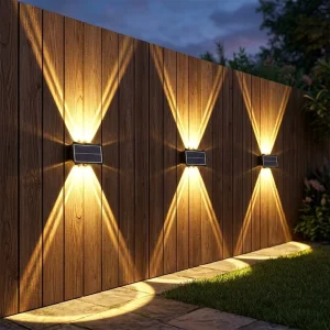 Solar Square Outdoor LED Wall Lamps Waterproof Dimmable Garden Villa Fence Lamp Polycarbonate Diffuser Landscape Decoration