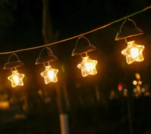 Solar Star Bulb Pendant Lights IP44 Waterproof Auto LED Star Shape Hanging Lamp Remote Control CE Certified Outdoor Camping Tent