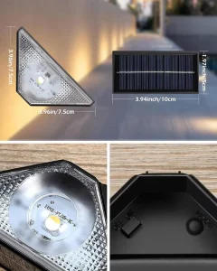 Solar Step Lights 2 Pack IP65 Waterproof LED Stair Lights Warm & Colorful Multi-Mode Outdoor Luminous Decor for Patio Garden