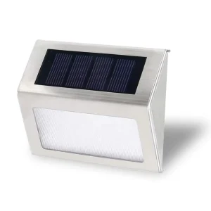 Solar Step Lights LED Solar Powered Auto Control Stair Lights Outdoor Waterproof 2PCS White LED Stainless Steel 10 12 Hours