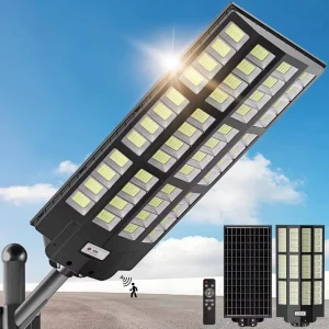 Solar Street Lights Outdoor Flood Light with Remote Control Motion Sensor Waterproof IP66 Dusk to Dawn Power Lights for Garden