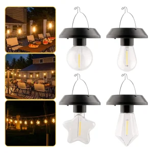 Solar String Light Outdoor Waterproof Vintage Tungsten Filament Hanging Outdoor LED Solar Pendant Edison Lights For Garden Decor