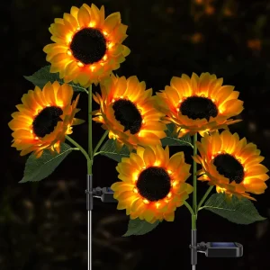 Solar Sunflower Garden Flower Lights Outdoor Waterproof Stake Lights for Back Yard Pathway Patio